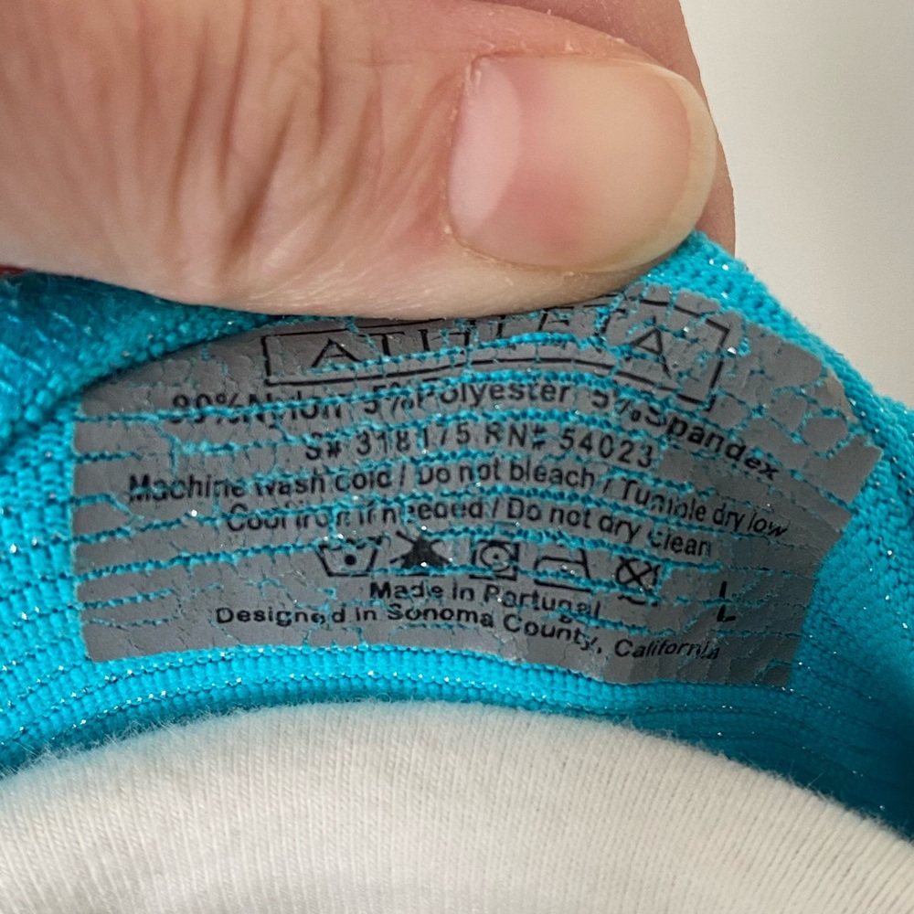 Athleta Blue Sparkle Ruched Full Zip Hooded Slimming Active Sport Yoga Jacket L - Picture 7 of 7